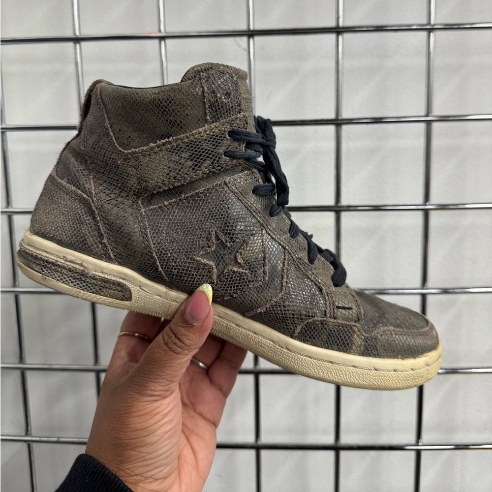 John Varvatos x Converse Weapon Mid Brown Snakeskin Leather Mens Size 6 Sneakers